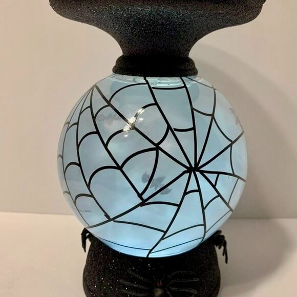 (2) Bath & Body Works Spider Web Swirling Bats Globe Pedestal Candle Holder - Picture 2 of 4